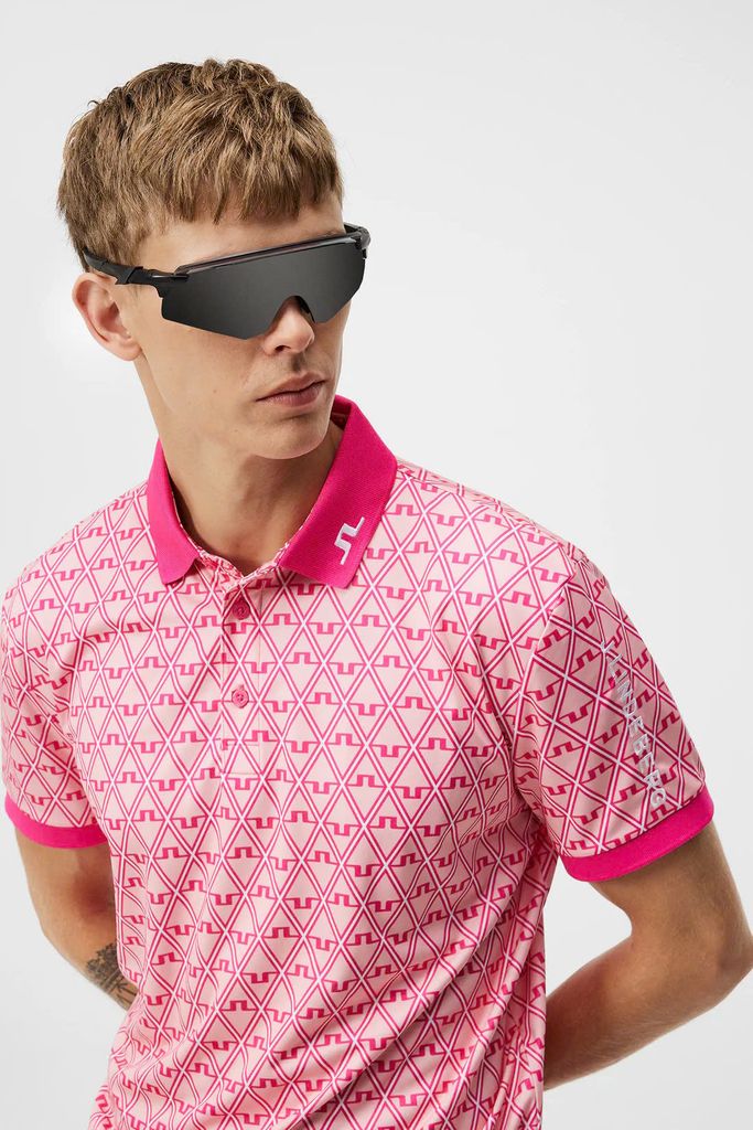 Áo golf nam tay ngắn Tour Tech Reg Fit Print Polo Geo Powder Pink GMJT
