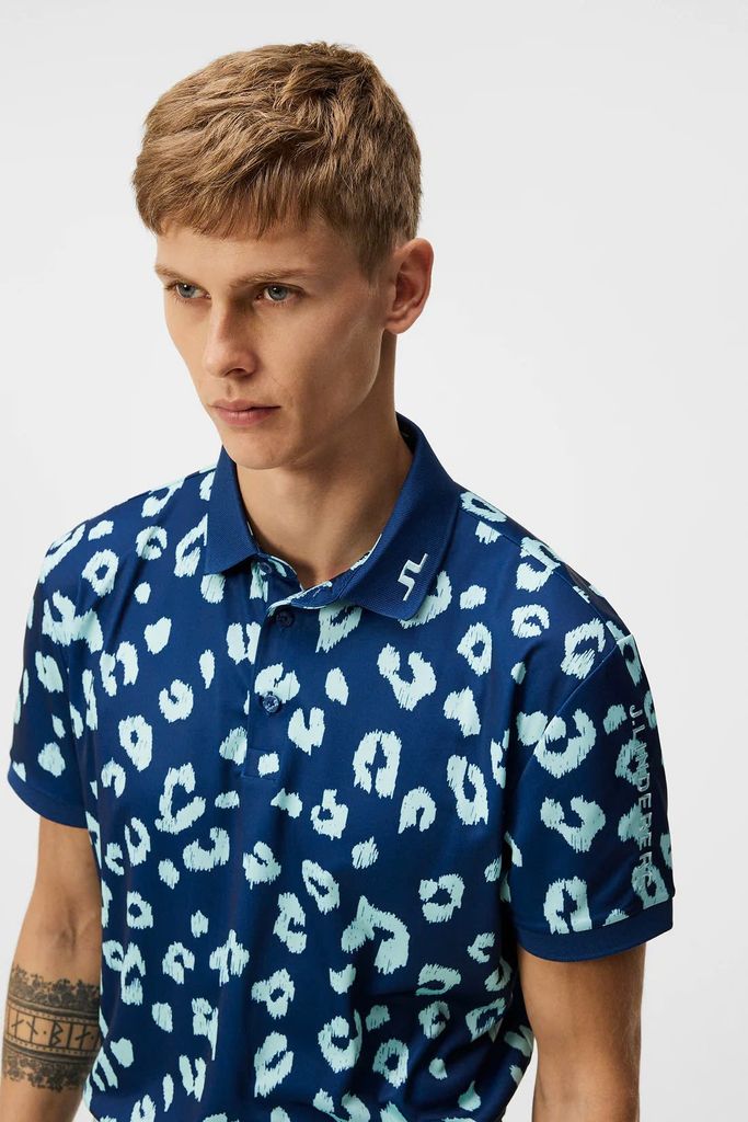 Áo golf nam tay ngắn Tour Tech Reg Fit Print Polo Savanna Estate Blue