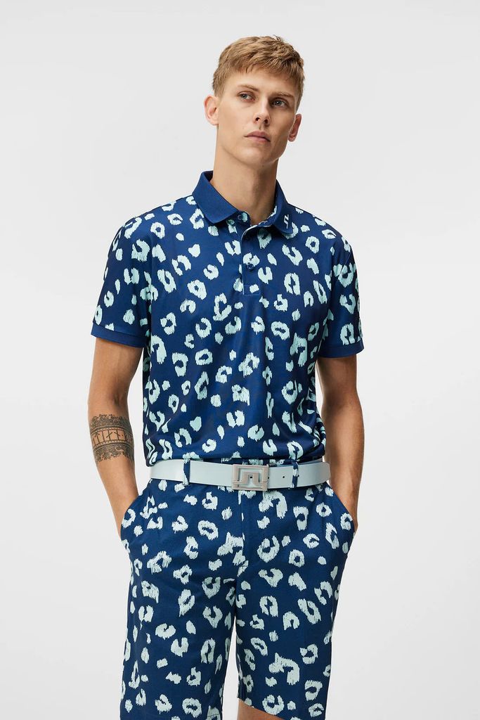 Áo golf nam tay ngắn Tour Tech Reg Fit Print Polo Savanna Estate Blue