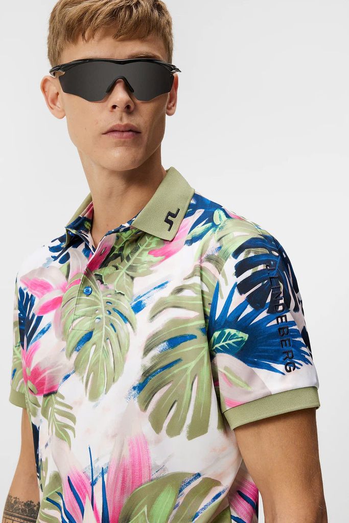 Áo golf nam tay ngắn Tour Tech Reg Fit Print Polo Calypso Oil Green GM