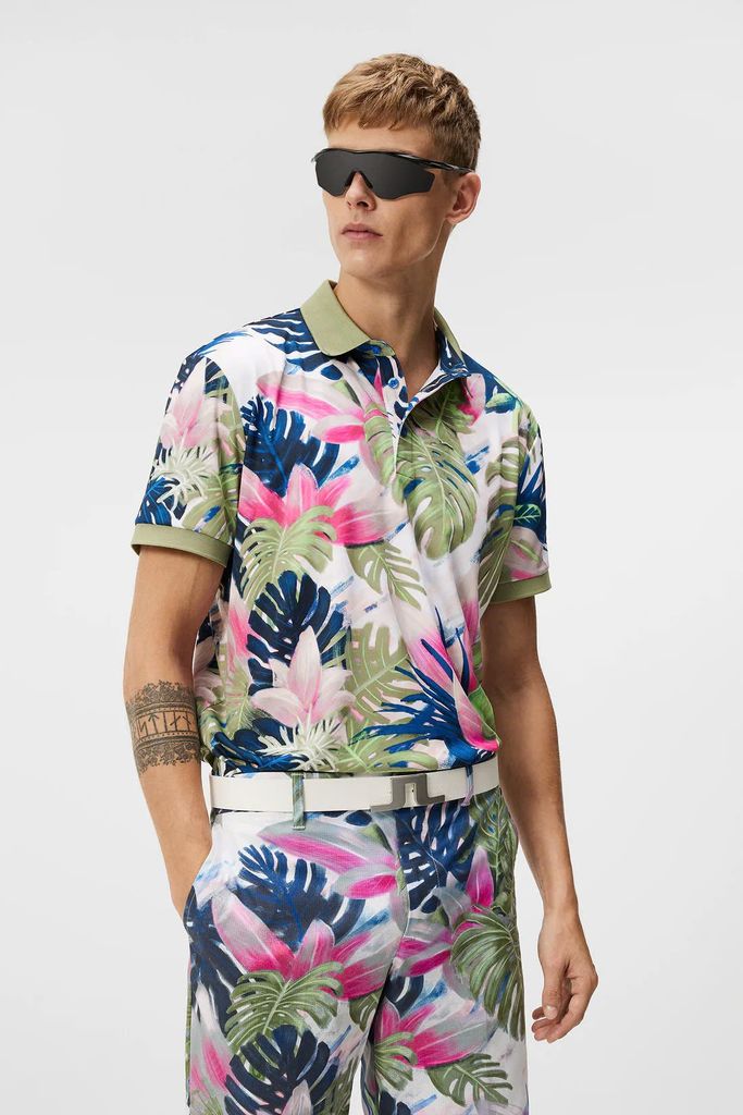 Áo golf nam tay ngắn Tour Tech Reg Fit Print Polo Calypso Oil Green GM