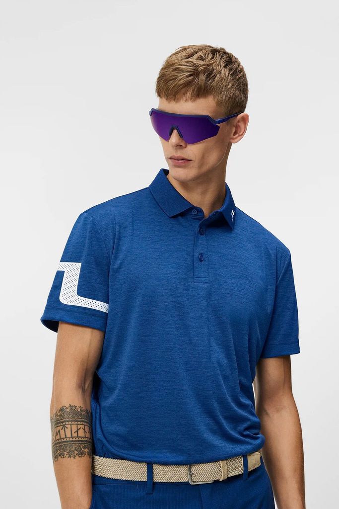Áo golf nam tay ngắn Heath Regular Fit Polo Estate Blue Melange GMJT09