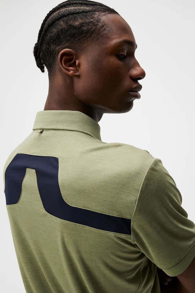 Áo golf nam tay ngắn KV Regular Fit Polo Oil Green Melange GMJT09158-M