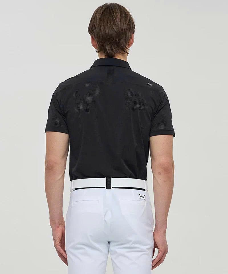 Áo golf nam tay ngắn Back Fabric Block Short T-Shirt - Black AGEMMTS04