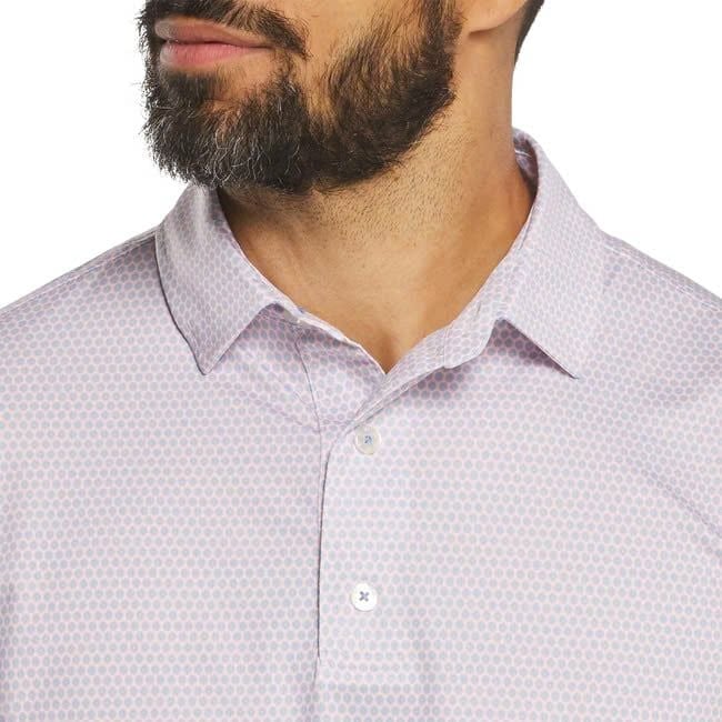 Áo golf nam tay ngắn Stellar Print Lisle White/Pink/Sky 37512 | FootJo