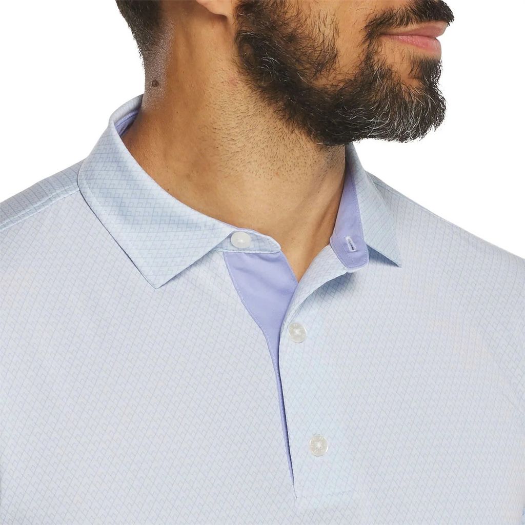 Áo golf nam tay ngắn Deco Diamond Print Lisle Ice Water / Periwinkle 3