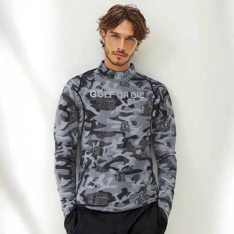 Áo golf nam tay dài ACD Camo Technical Mock Neck MLM-5C-AU02 (Black) | MARK & LONA