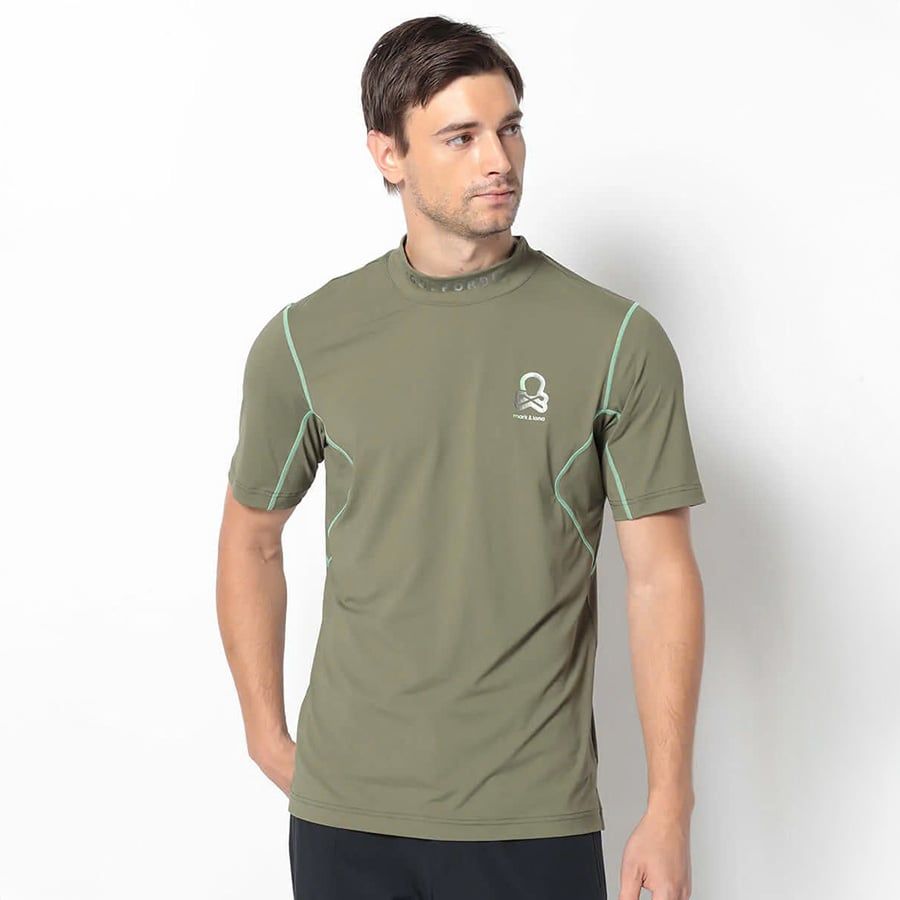 Áo golf nam tay ngắn Fluxx Mock Neck Shirt MLM-5C-AA02 (Khaki) | MARK