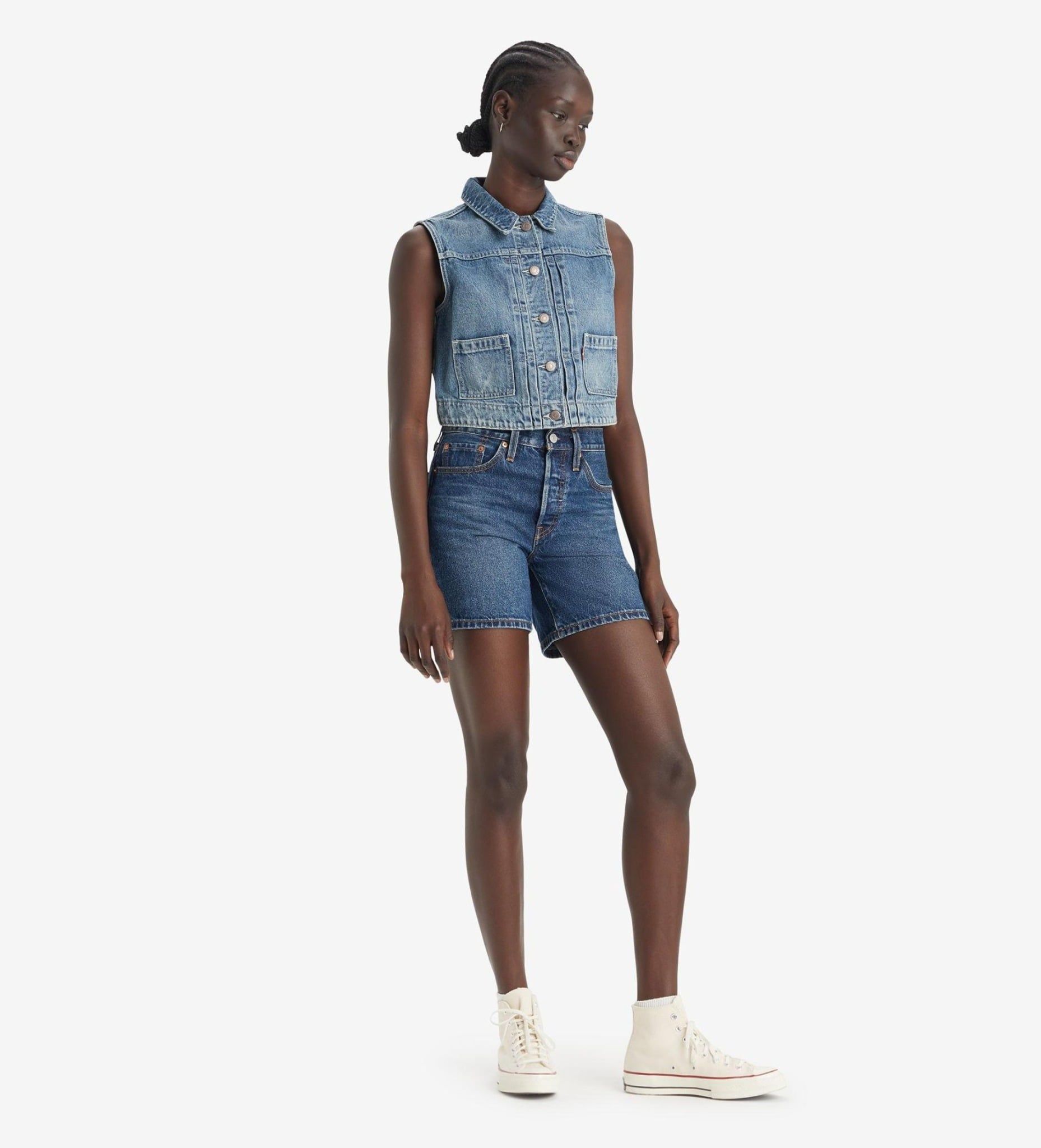 Levi's - Quần jeans ngắn nữ Women's 501 Mid Thigh Short