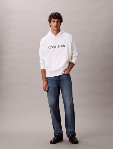 Calvin Klein - Áo Hoodie Nam Standard Logo Premium Terry Hoodie