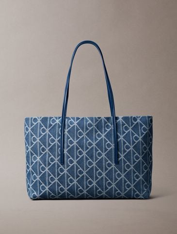 Calvin Klein - Túi Tote Nữ Large Denim Jacquard Tote Bag With Pouch