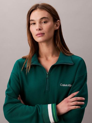 Calvin Klein - Áo nỉ tay dài nữ French Terry Quarter Zip Sweatshirt