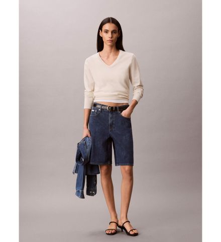 Calvin Klein - Quần Jean Ngắn Nữ Relaxed Bermuda Short CK Lagoo