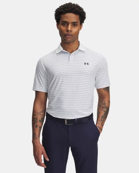 Under Armour - Áo thun có cổ nam Drive Chill Printed Golf