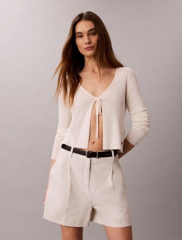 Calvin Klein - Quần Kaki Ngắn Nữ Linen Blend Tailored Shorts