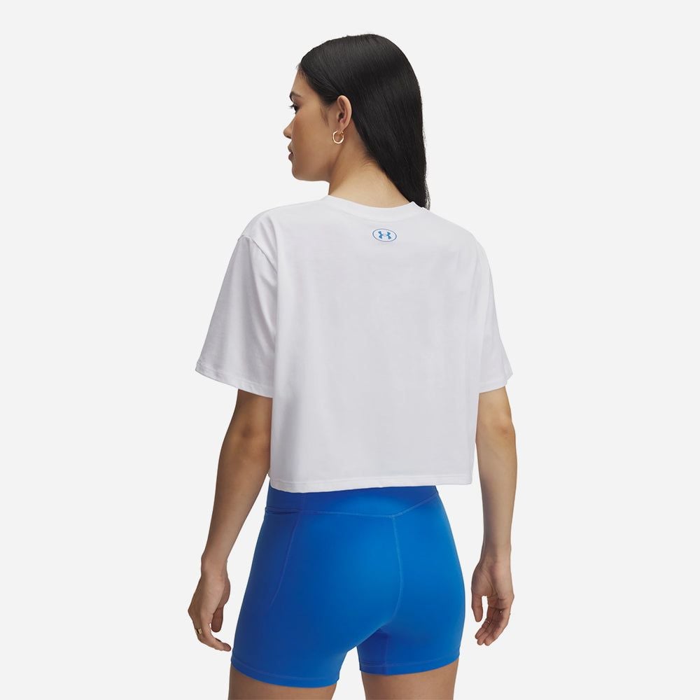Under Armour - Áo thun nữ Varsity Oversized Short Sleeve T-Shirt - White