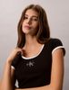 Calvin Klein - Áo Thun Tay Ngắn Nữ Slim Cotton Stretch Ringer T-Shirt
