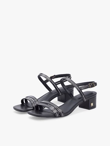 Tommy Hilfiger - Xăng Đan Nữ Leather Contrast Topstitch Block Heel Sandals