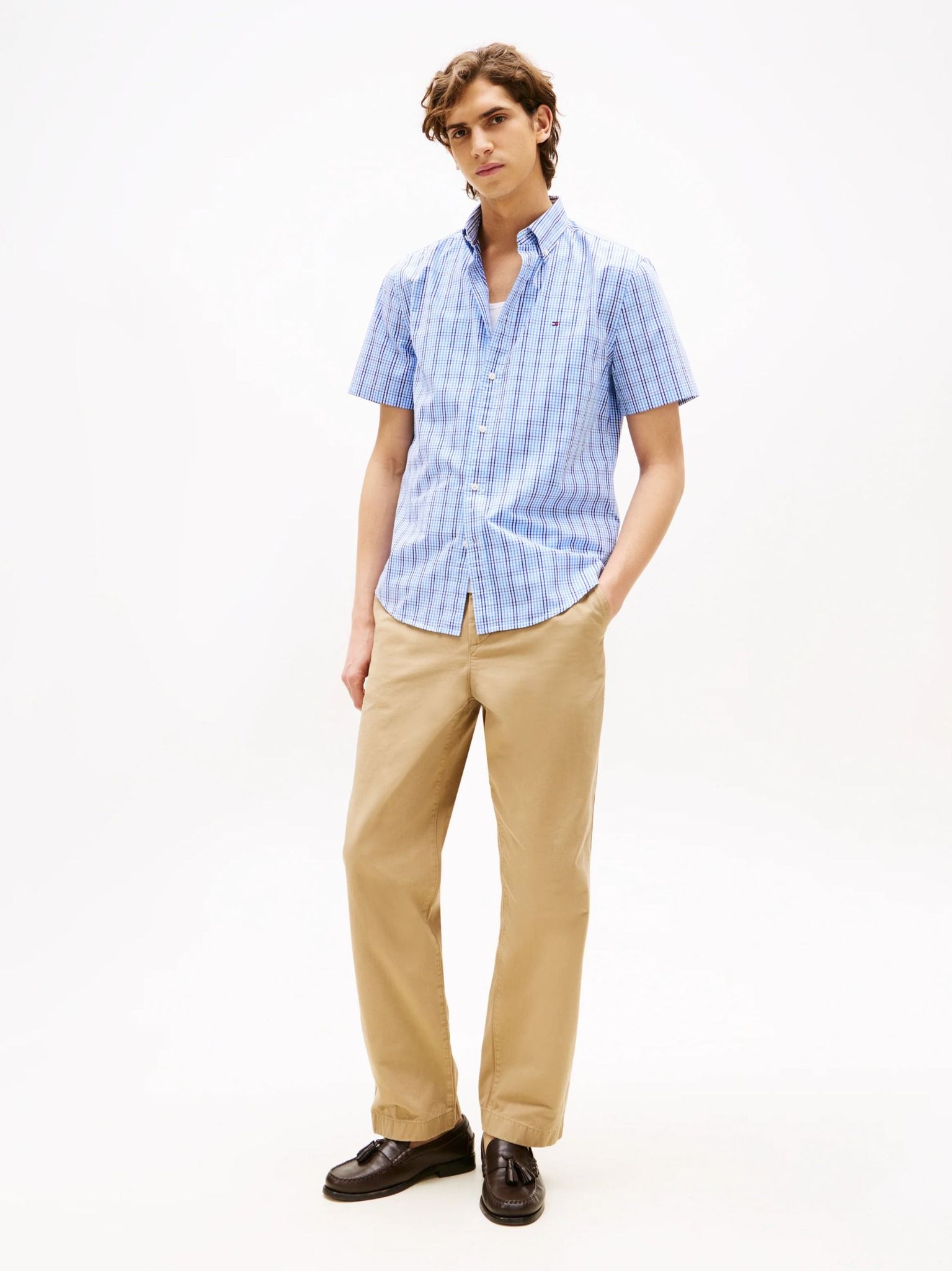 Tommy Hilfiger - Áo sơ mi tay ngắn nam Americana Check Stripe Shirt