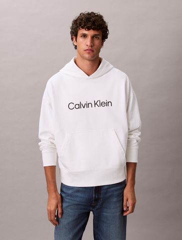 Calvin Klein - Áo Hoodie Nam Standard Logo Premium Terry Hoodie