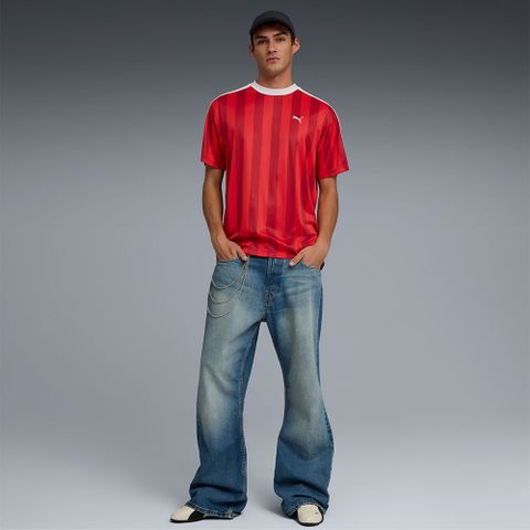 Puma - Áo Thun Tay Ngắn Nam Ess T7 Relaxed Striped Football Jersey