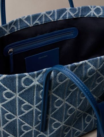 Calvin Klein - Túi Tote Nữ Large Denim Jacquard Tote Bag With Pouch