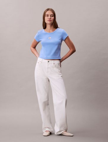 Calvin Klein - Áo Thun Tay Ngắn Nữ Cotton Stretch Rib Baby Tee