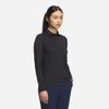adidas - Áo thun có cổ đánh gôn Nữ Women's Adidas Jacquard Long Sleeve Polo Shirt - Black