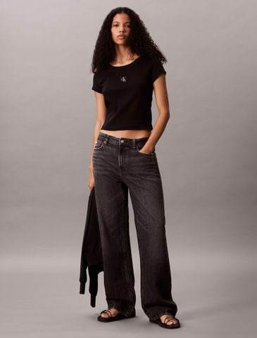 Calvin Klein - Áo phông thời trang nữ Cotton Stretch Rib Baby Tee - 4