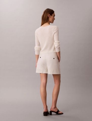 Calvin Klein - Quần Kaki Ngắn Nữ Linen Blend Tailored Shorts