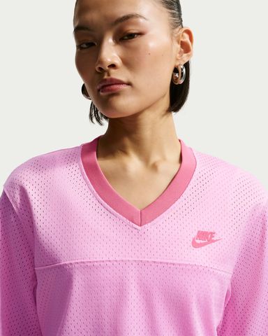 Nike - Áo Tay Ngắn Thể Thao Nữ Oversized Heritage Cropped Mesh Jersey