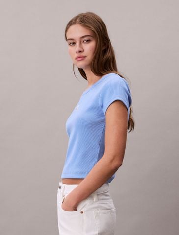 Calvin Klein - Áo Thun Tay Ngắn Nữ Cotton Stretch Rib Baby Tee