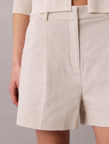 Calvin Klein - Quần Kaki Ngắn Nữ Linen Blend Tailored Shorts