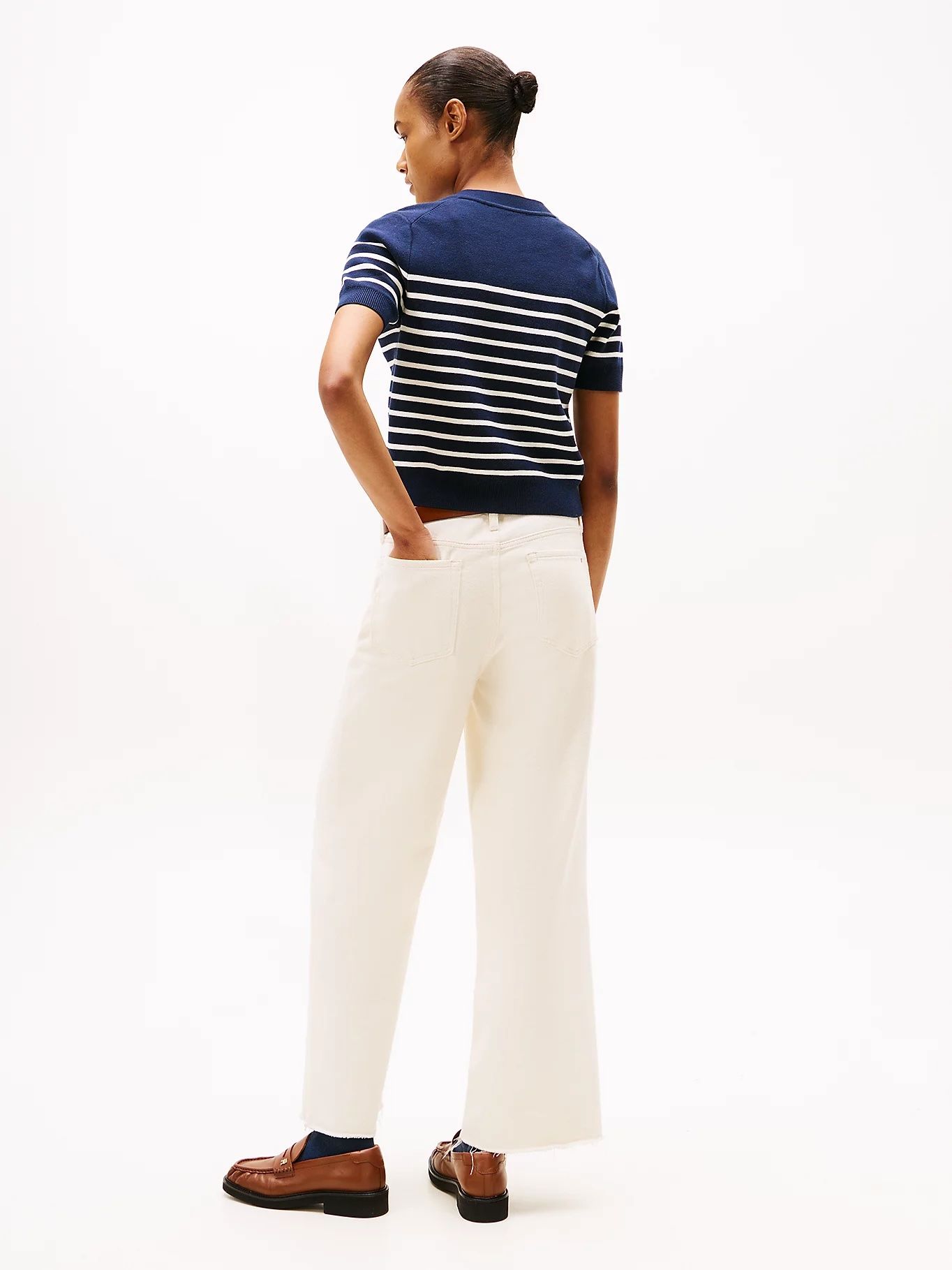 Tommy Hilfiger - Áo khoác len tay ngắn nữ Jersey Gold-Tone Button Short Sleeve Cardigan