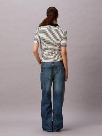 Calvin Klein - Áo Thun Có Cổ Nữ Monologo Rib Polo Stripe