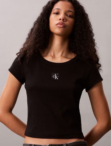 Calvin Klein - Áo phông thời trang nữ Cotton Stretch Rib Baby Tee - 2