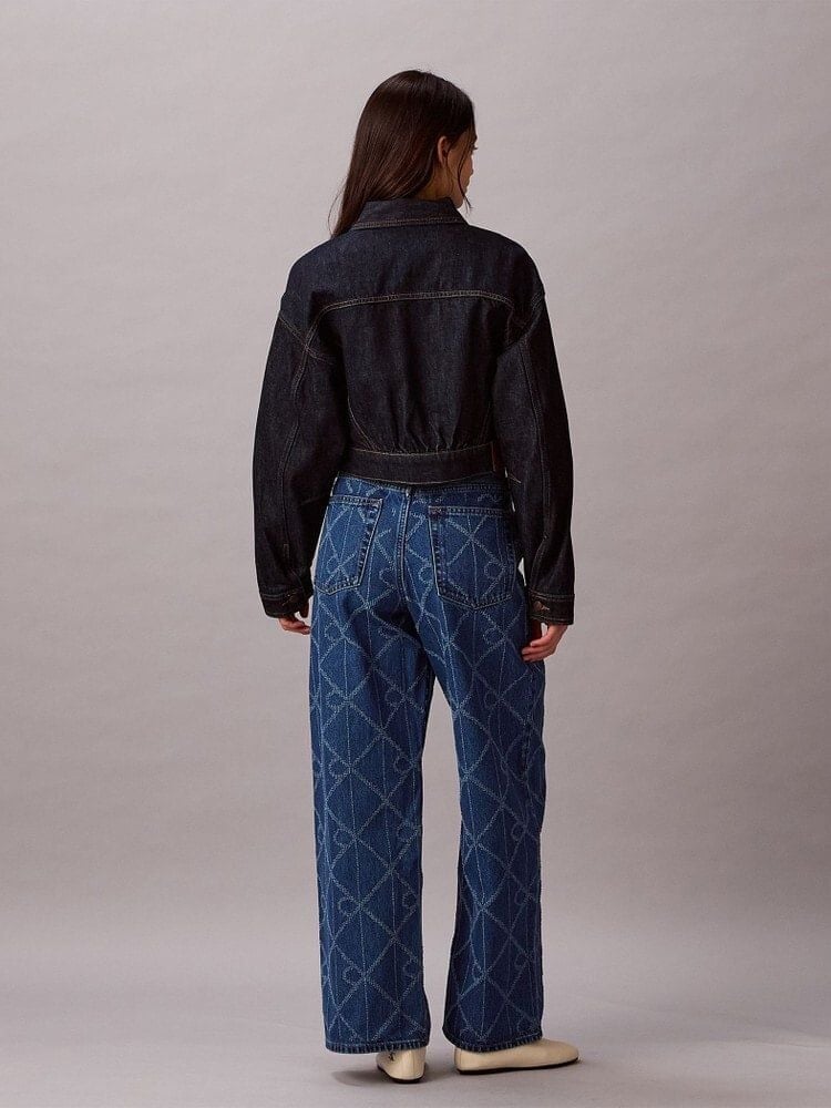 Calvin Klein - Áo khoác jeans nữ Cropped Relaxed Denim Trucker Jacket