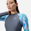 Speedo - Váy bơi nữ Printed Long Sleeve (Asia Fit) Grey Swim Dress