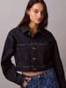 Calvin Klein - Áo khoác jeans nữ Cropped Relaxed Denim Trucker Jacket