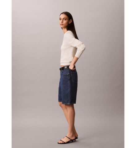 Calvin Klein - Quần Jean Ngắn Nữ Relaxed Bermuda Short CK Lagoo