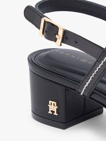 Tommy Hilfiger - Xăng Đan Nữ Leather Contrast Topstitch Block Heel Sandals