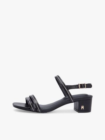 Tommy Hilfiger - Xăng Đan Nữ Leather Contrast Topstitch Block Heel Sandals