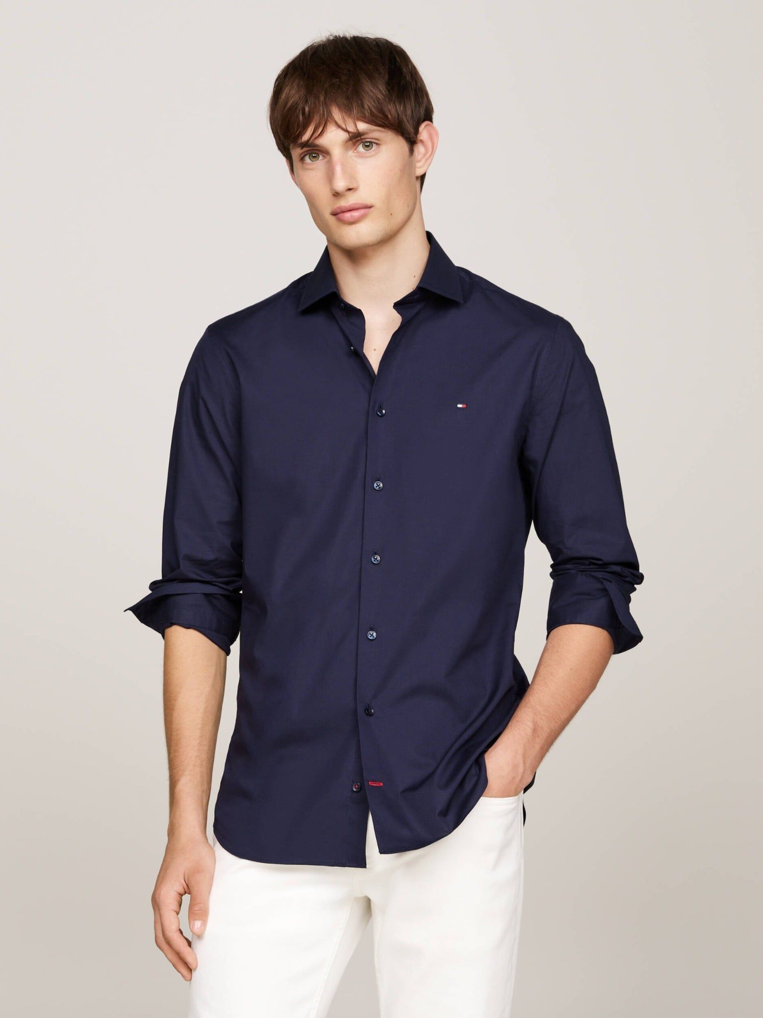 Tommy Hilfiger - Áo sơ mi tay dài nam Flex Slim Fit Poplin Shirt