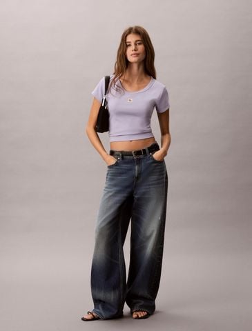 Calvin Klein - Áo Thun Tay Ngắn Nữ Cotton Stretch Rib Baby Tee