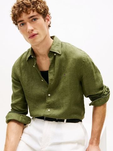 Tommy Hilfiger - Áo Sơ Mi Nam Tay Dài Regular Fit Washed Pure Linen Shirt