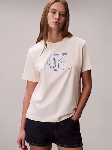 Calvin Klein - Áo Thun Tay Ngắn Nữ Dual Tone Monologo Classic T-Shirt