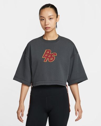 Nike - Áo tay ngắn thể thao Nữ Phoenix Fleece Women's Short-Sleeve Cropped French Terry Top