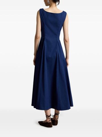 Ralph Lauren - Đầm Midi Nữ Paneled Cotton Dress