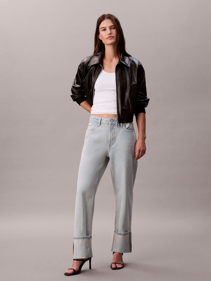 Calvin Klein - Quần jeans ống đứng nữ Relaxed Cropped Straight Jeans