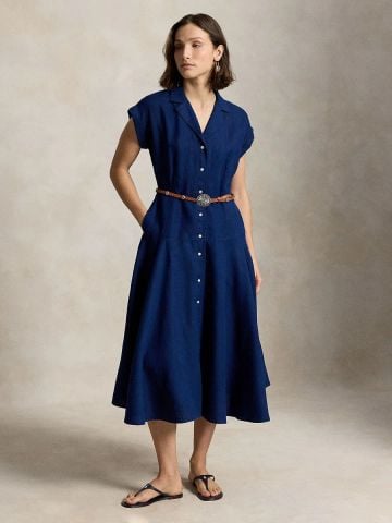 Ralph Lauren - Đầm Sơ Mi Nữ Linen Short-Sleeve Shirtdress